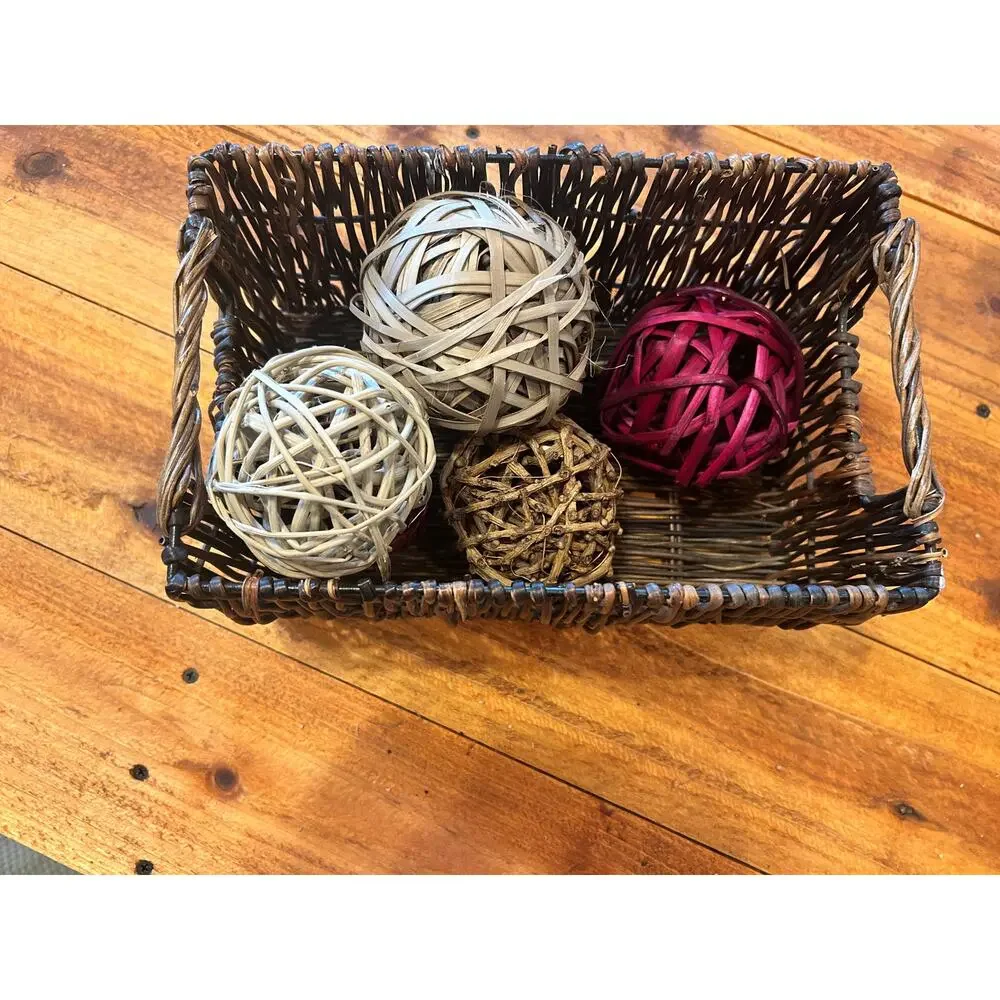 Dark Brown Woven Storage Basket Rectangle Decorative Basket Farmhouse Decor